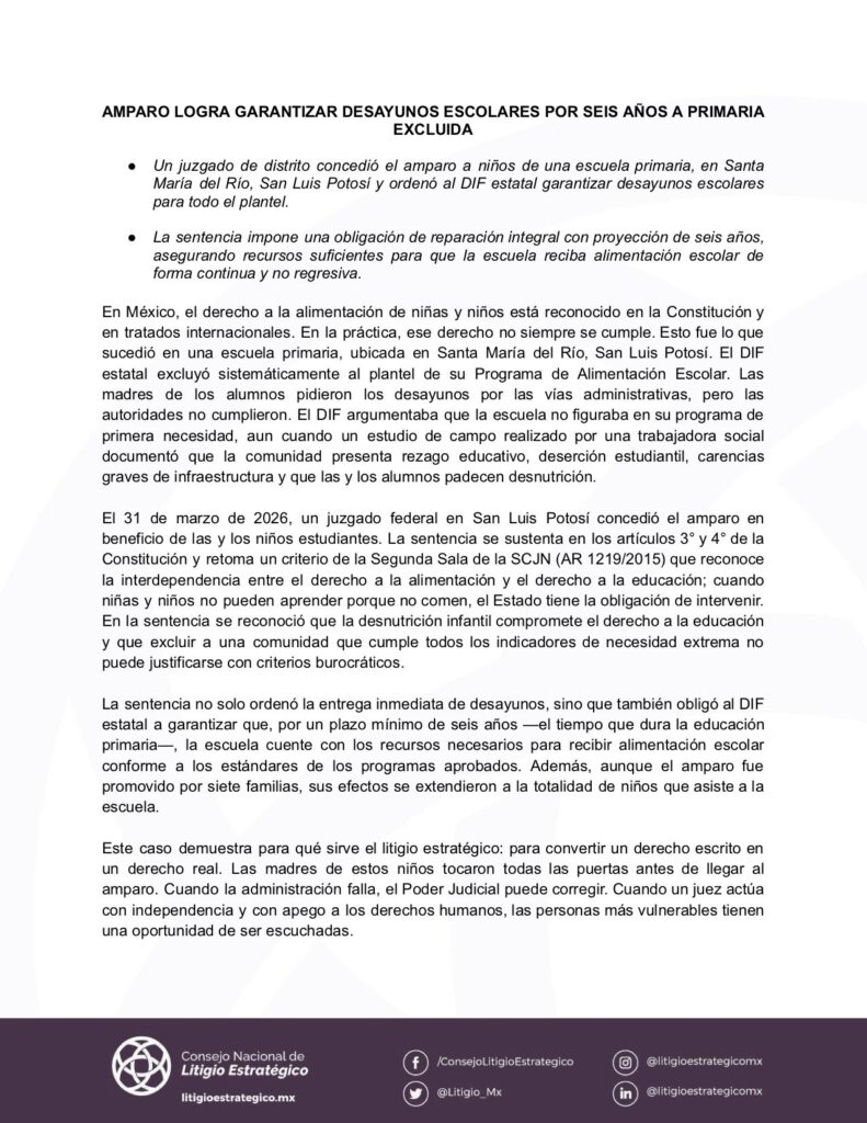 Ordenó Juez garantizar desayunos a niños de primaria Ordenó Juez garantizar desayunos a niños de primaria