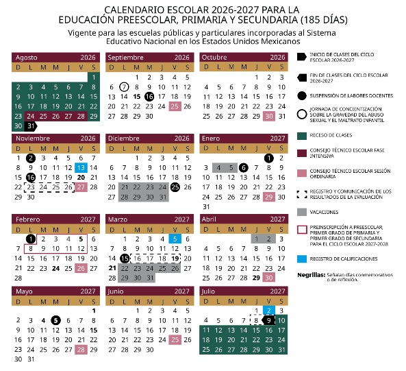Listo el calendario escolar 2026 2027