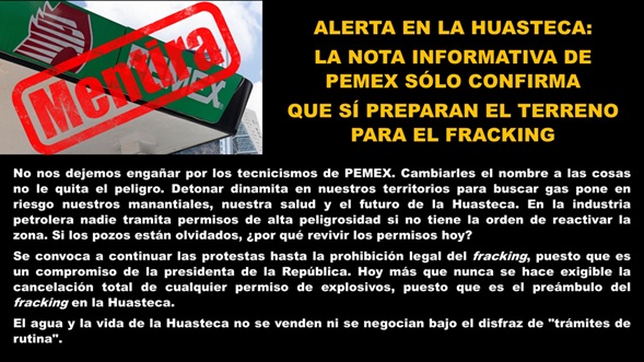 ALERTA EN LA HUASTECA: LA NOTA INFORMATIVA DE PEMEX SÓLO CONFIRMA QUE SÍ PREPARAN EL TERRENO PARA EL FRACKING